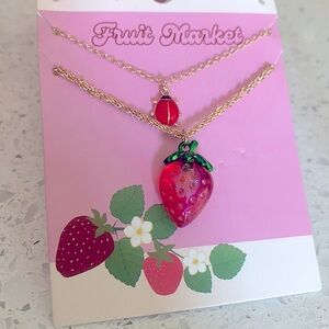 Strawberry ladybug necklace set